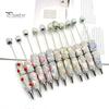 Fun Glowing Writing Tool DIY Glow-in-the-Dark Diamond Beaded Pen, Rhinestone Ballpoint Pens with Cartoon Charms, Cute Glitter Creative Gift Pen Tools