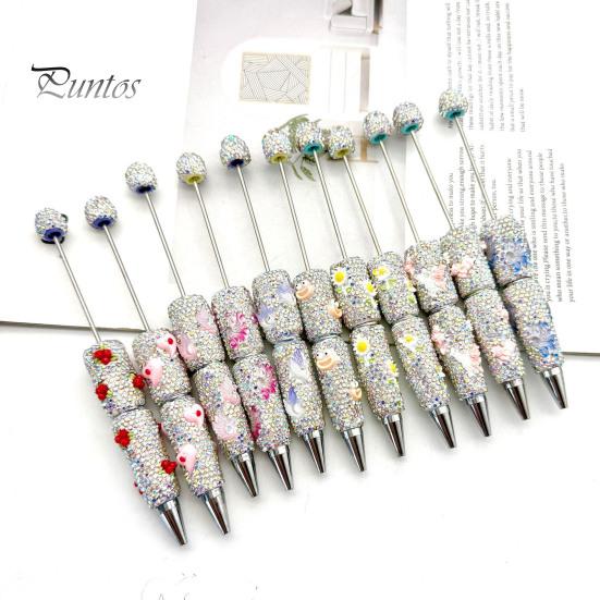 Fun Glowing Writing Tool DIY Glow-in-the-Dark Diamond Beaded Pen, Rhinestone Ballpoint Pens with Cartoon Charms, Cute Glitter Creative Gift Pen Tools