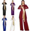 Abito da danza liturgica da donna - Abito patchwork metallizzato con pantaloni a gamba larga, orlo asimmetrico e maniche lunghe per esibizioni in chiesa