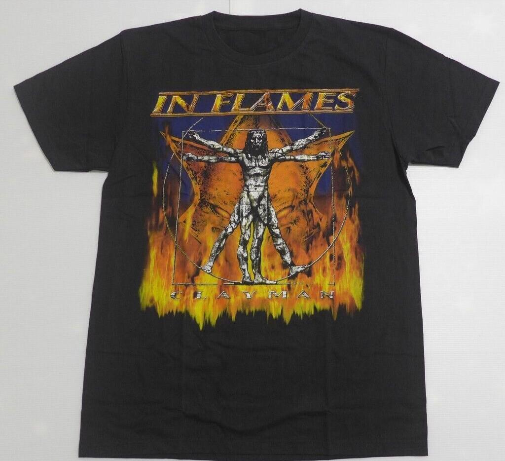 Vtg In Flames Band Clayman World Cotton Black T Shirt For Men CM802 S