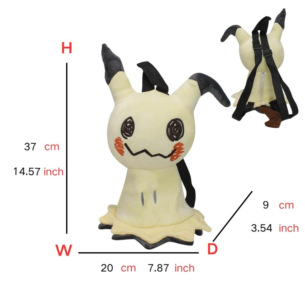 Gengar Mimikyu Eevee Snorlax Charmander Charizard Mew Rowlet Plush Backpack Stuffed Toys Shoulder Bag for Kids Gifts 12 INCH
