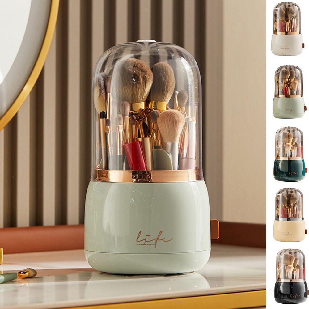 

Plastic Cosmetic Storage Bucket Dustproof Desktop Cosmetic Organizer Eye Shadow