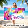 Floral Garden Theme Soft Beach Towel Personalized Custom Name Text Towel Portable for Beach Pool Travel