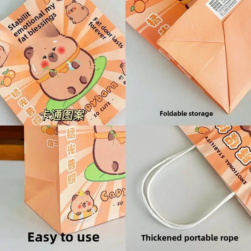 10-60PCS Cartoon Capibala Gift Bag Creative Dolphin Packaging Cute Paper Bags Birthday Shopping Handheld Gift Bag