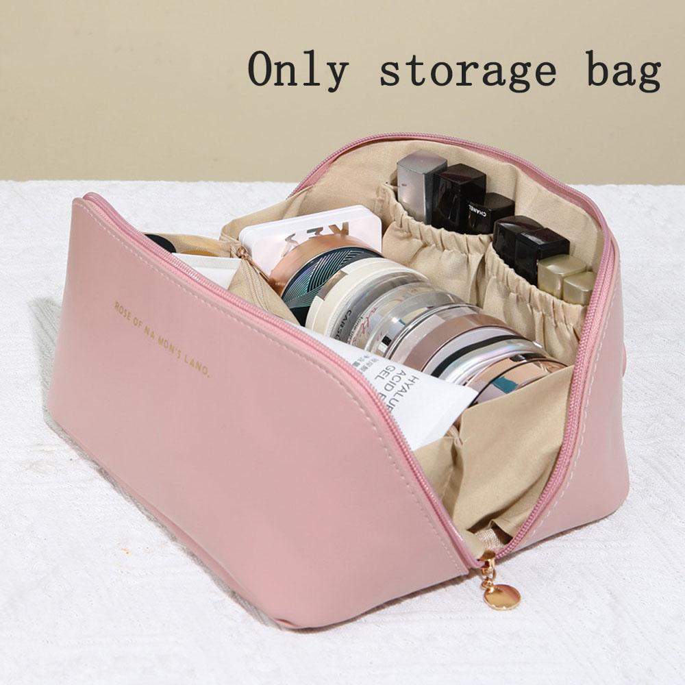 Large Capacity Travel Cosmetic Bag, Waterproof Cosmetic Storage Bag, with Partition, Handle, Flat Opening, Suitable for Travel
