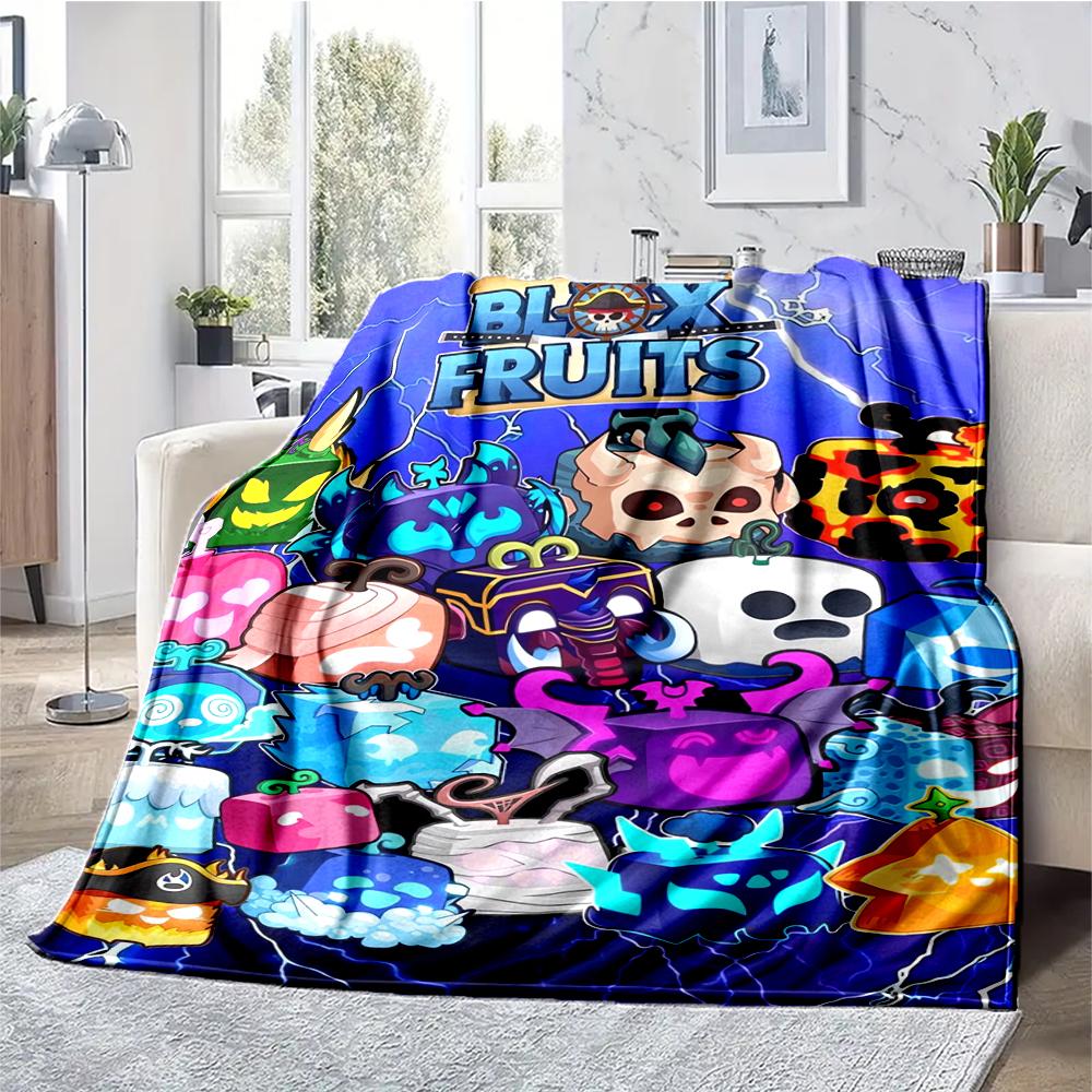 Blox Fruits Theme Printed Blanket - Perfect for Couch, Bed, Travel & Outdoor Use | Machine Washable, Cozy & Durable.