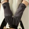 Windproof Suede Gloves Full Finger Cycling Mittens Vintage Winter Women's Gloves  Outdoor