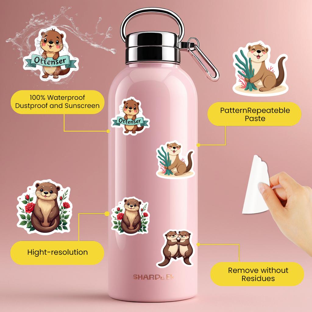 35pcs Otter Graffiti Stickers Cartoon Cute Otters Sticker Funny Waterproof Graffiti Decals Diy Laptop Phone Luggage Diary