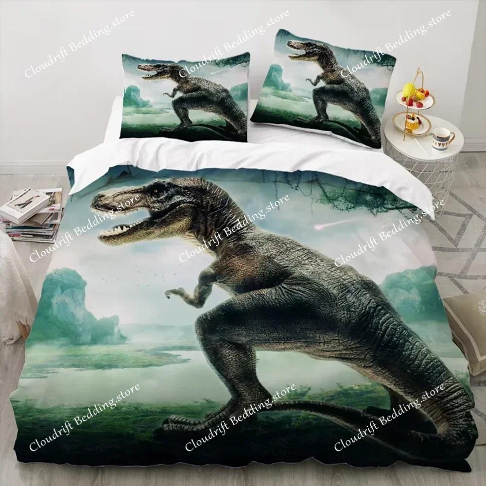3D Print Dinosaur Duvet Cover King Twin Queen Double Size Kit Ultra-fine Fiber Pillowcase Fashion Polyester Bedding Set