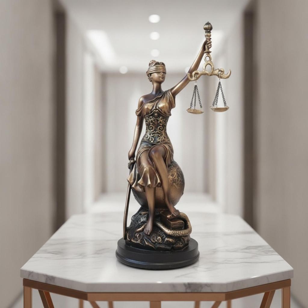 Bronze-Finish Lady Balance Decor Piece Classical for Office, Entryway