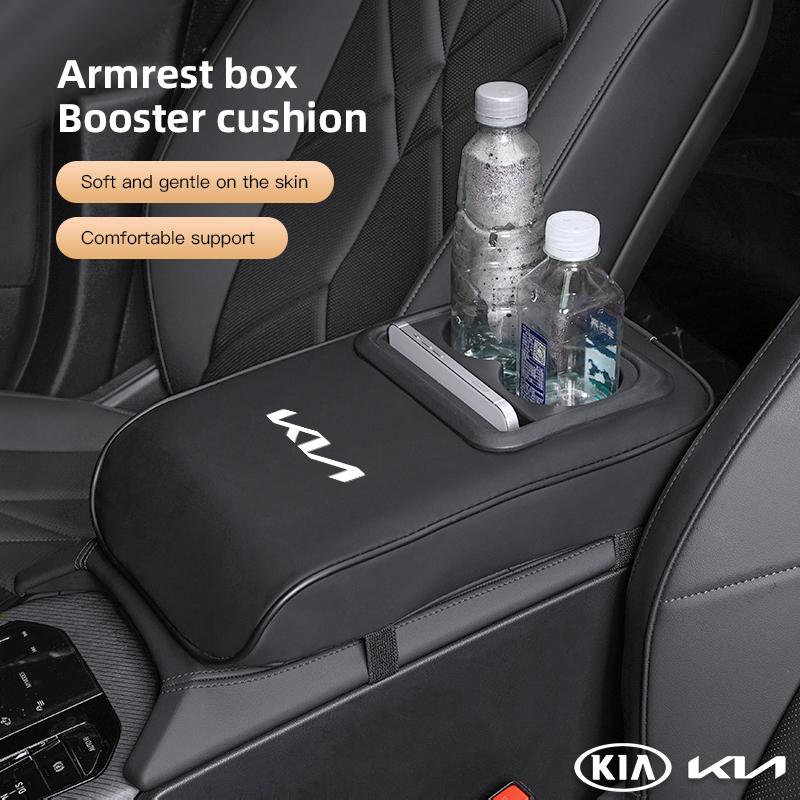 Car Armrest Box Cushion Leather Soft Pad With Cup Holder For KIA K5 K9 RIO Sorento Ceed EV6 Sportage Carnival Stinger Forte Niro qdkpe55