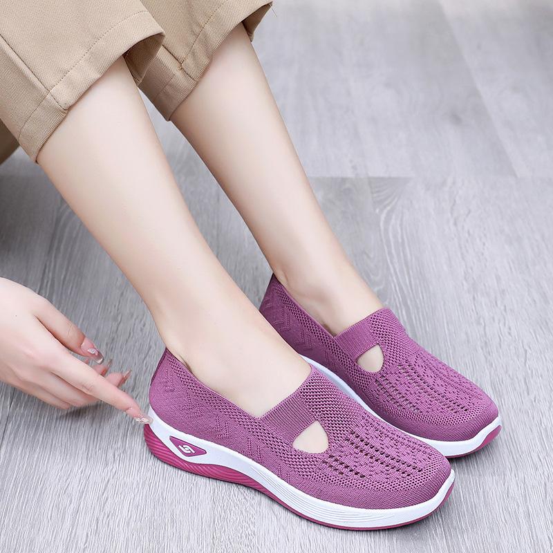 Flying woven women's shoes mother shoes cloth shoes soft-soled women's shoes middle-aged and elderly mother walking women's shoes summer mesh shoes