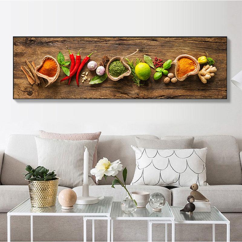 Grani di grandi dimensioni Wall Art Poster per la cucina Decorazioni per la casa Varie erbe e spezie Stampa HD Olio su tela Ristorante Pittura Cuadros
