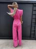 Pendler-Jumpsuit mit hoher Taille und Taillenband