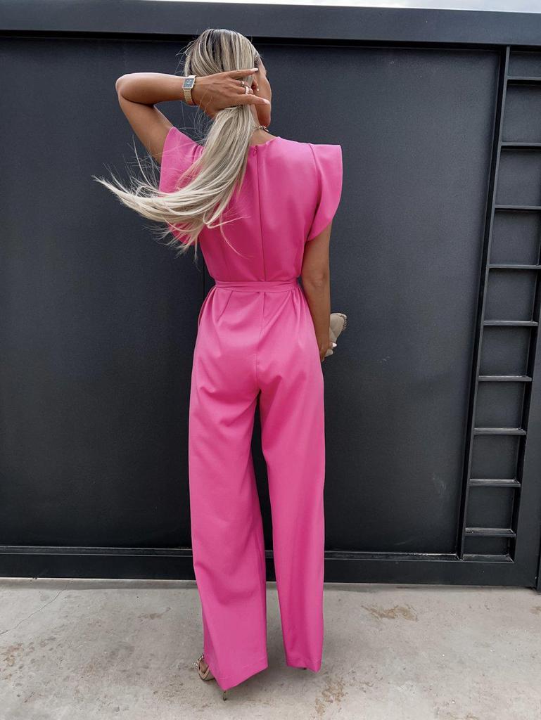 Pendler-Jumpsuit mit hoher Taille und Taillenband