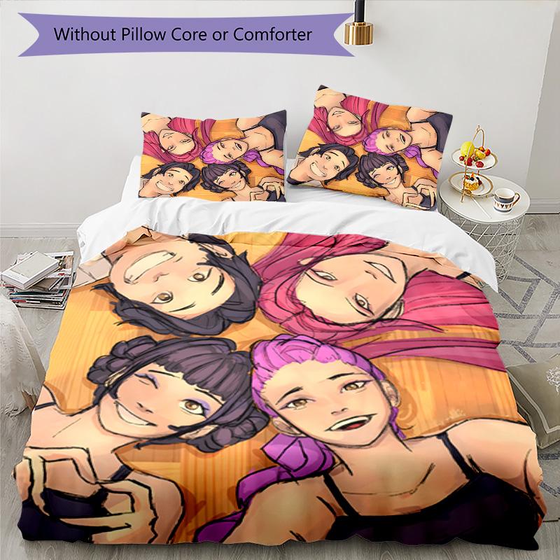 KPOP Hunter 3pcs Bedding Set Duvet Cover Closure Includes 1 Duvet Cover & 2 Pillowcases for All Seasons Bedroom Home Dorm Decor