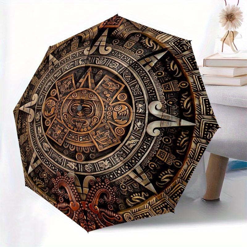 Mayan Calendar Wall Art Decorative PanelUmbrella, PortableFold Compact Umbrella for Men & Women Gift