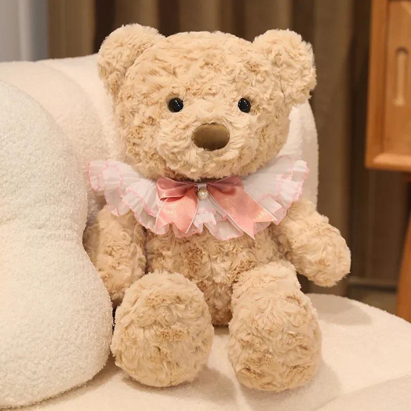 Cuddly Cartoon Bib Bear Plush Toys Stuffed Dolls For Kids Cute Dress Up Bear Birthday Gift Baby Kids Sleep Mate Christmas Gift