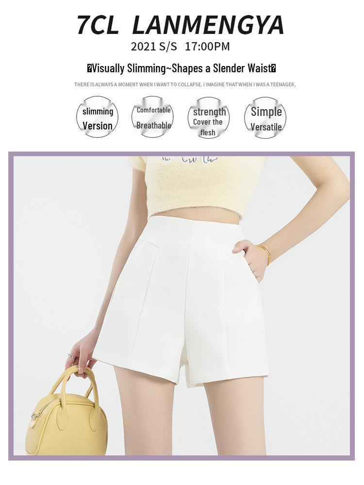 2024 Summer Women's High-Waist Korean Style A-Line Wide Leg Shorts