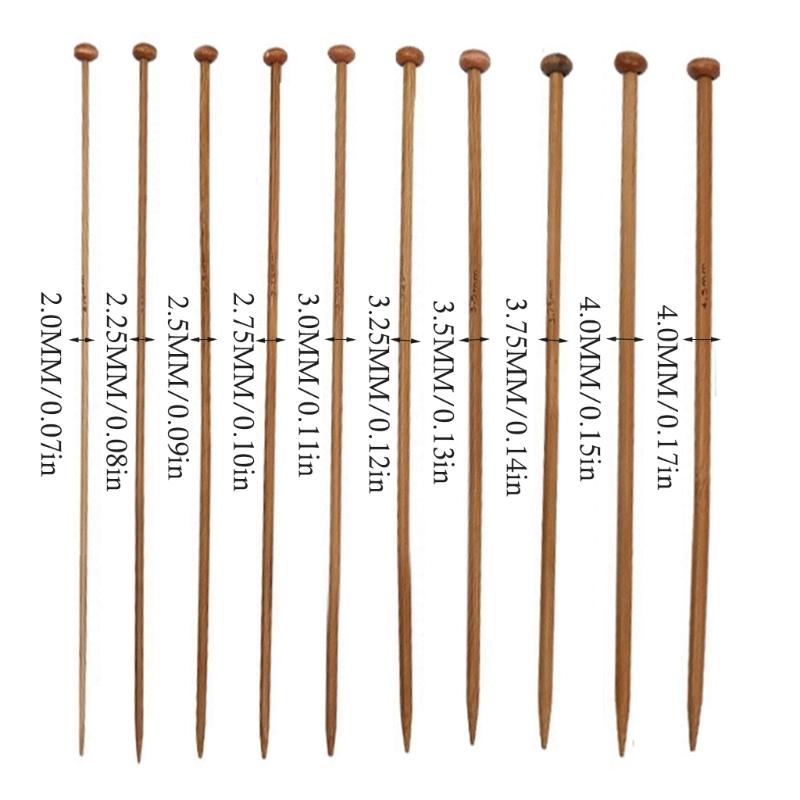 10Pairs Wood Single Ended Knitting Needle Single Pointed Head Knitting Needle for Sweater Sock Scarf Crochet Yarn Tool