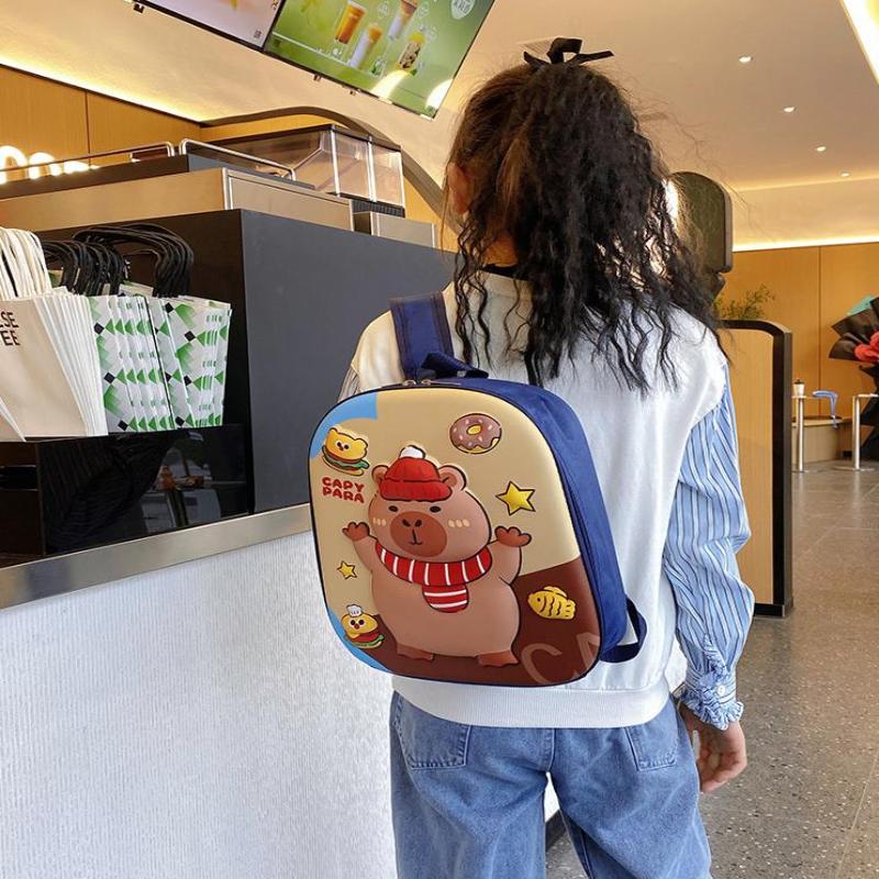 1 Piece Hard Shell Waterproof Students Schoolbag Cute 12 Inch Capybara Backpack Cartoon Kapibala School Bag For Kindergarten