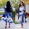 Womens Sexy Printing Cardigan Coat Long Sleeve Two-Piece Set Fashion Lady Suit