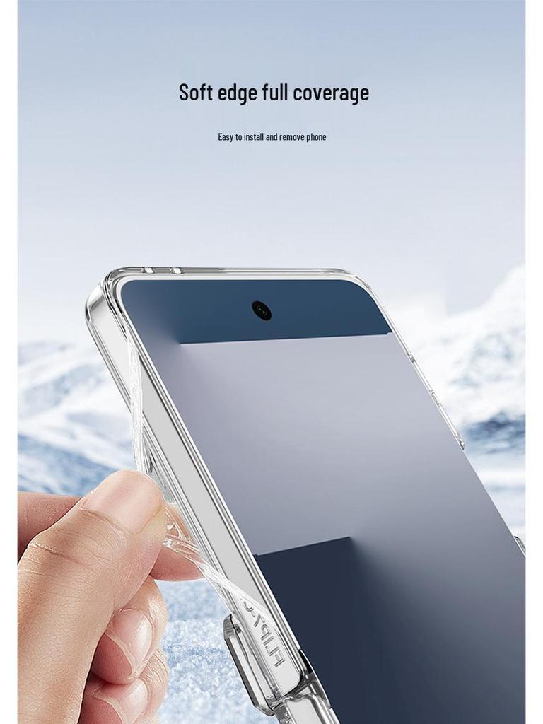 Samsung Z Flip7 Transparent Magnetic Hinge Phone Case with Full Coverage Airbag Protection