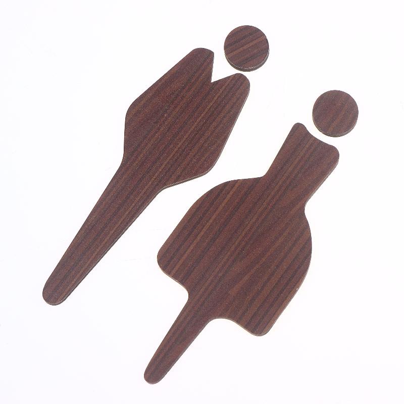 Bathroom Door Sign - Unisex Wooden Wall Decor With Male & Female Figures Frameless Design For Home & Office,Bathroom Decor
