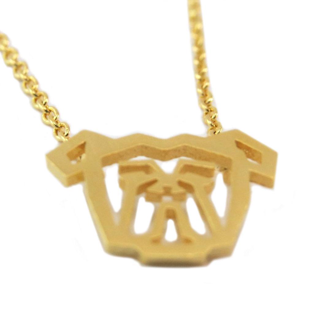 

7bis [P5833] - Колье ручной работы Оригами (бульдог) золотое - 15х10 мм