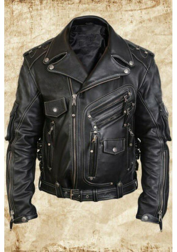 Europäischer Retro Leder Herrenmantel Jacke 2020