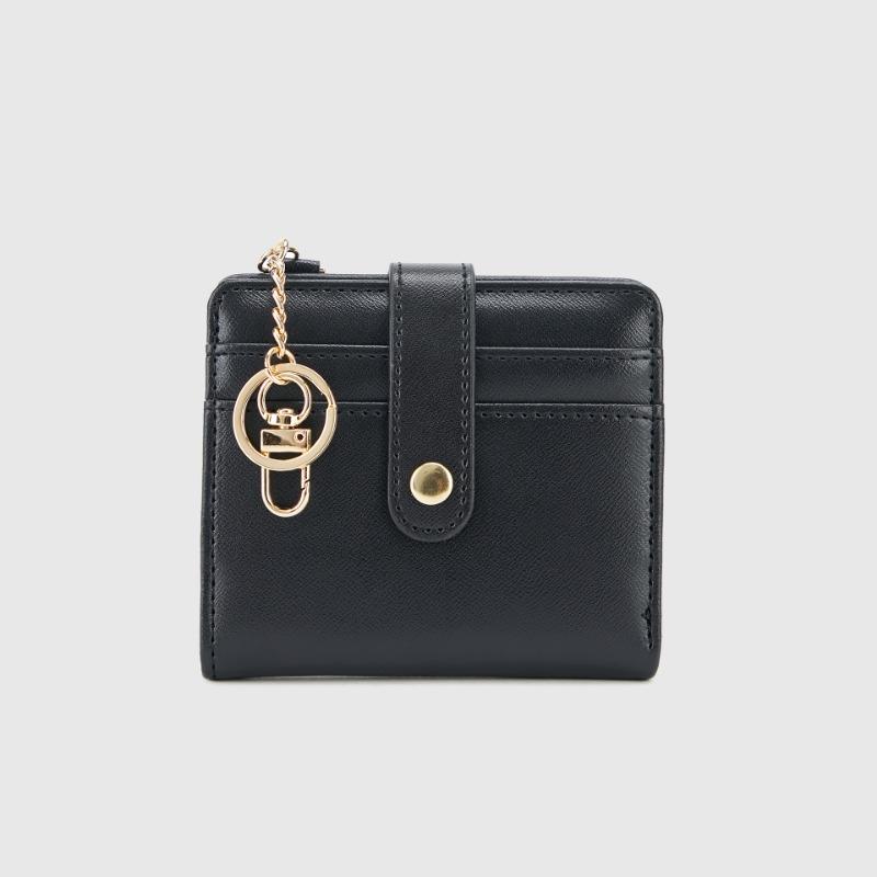 

Uphiar women s wallet short solid color folding clutch card bag anti-theft lock degaussing zipper change bag чёрный