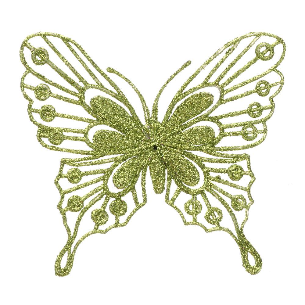 Christmas Butterflies Xmas Tree Ornaments Single Layer Gold Powder Glitter Artificial Flower DIY Crafts Christmas Tree Decor