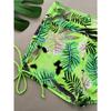 Damen-Bikini-Set, fluoreszierend grün, hohe Taille, Blumendruck, 2-teiliger Badeanzug, Kordelzug, plissiert, V-Ausschnitt, Badeanzug 2025, Neu