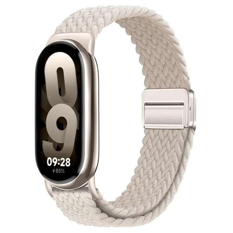Nylon Braided Loop Strap for Xiaomi Band 10 9 Adjustable Magnetic Buckle Replaceable Bracelet for Mi Band 8 9 Correa Accessories