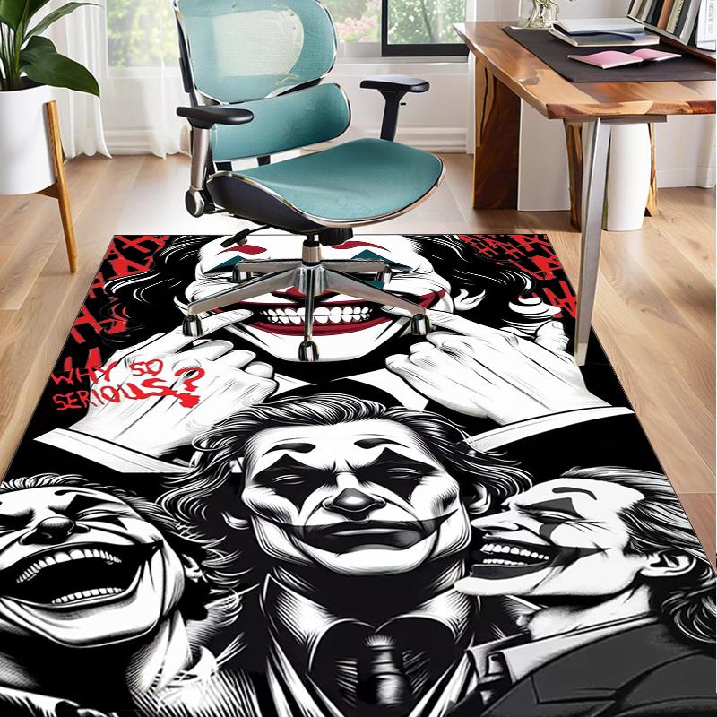 Cool clown Pattern Office Rug Chair Mat, Game Carpet, Suitable for Front Door, Bedroom, Living Room, Desk, Holiday Gift
