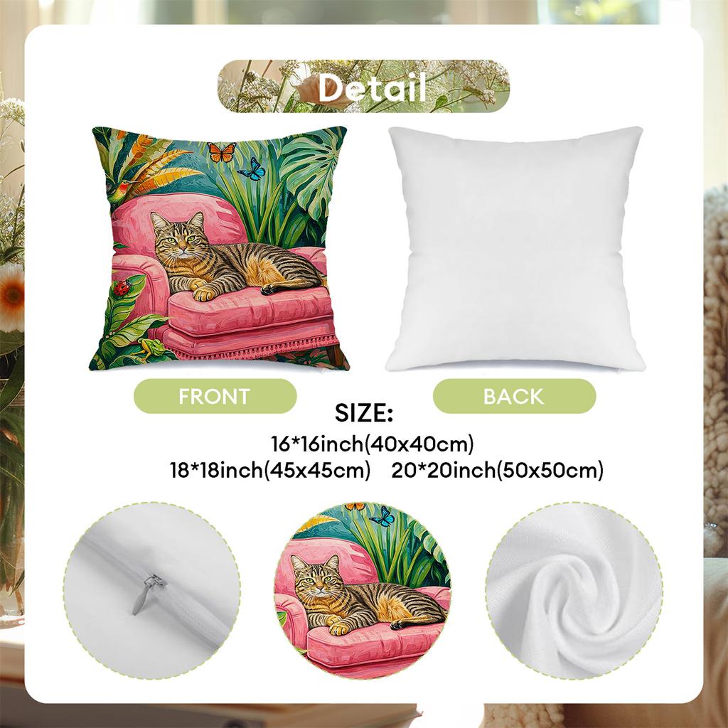 4pcs Tropical jungle cat digital printing pillow cover Short plush Suitable living rooms bedrooms sofas throw cushion cover