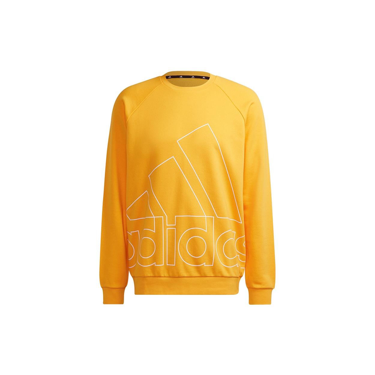 Men s adidas Big Lo Swt Ft Logo Printing Casual Sports Round Neck Yellow HB5088 L