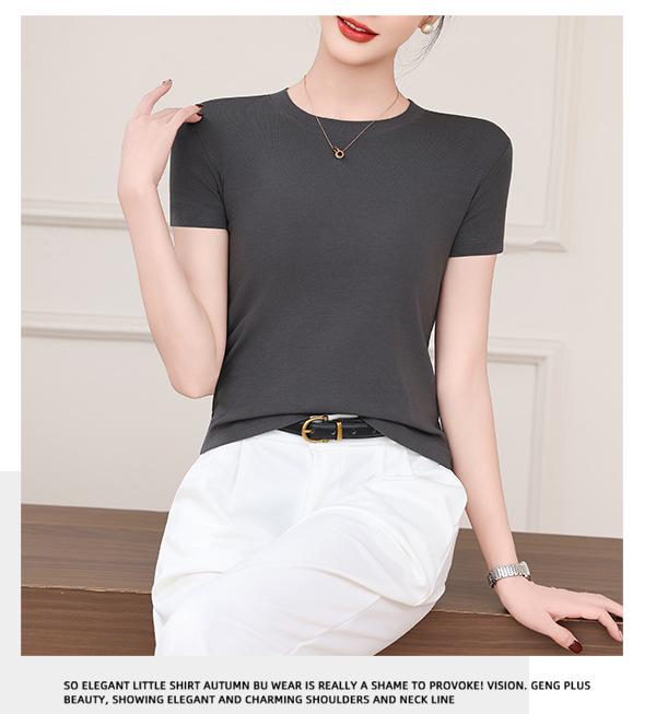 2026 Spring/Summer Women's Round Neck Short Sleeve Slimming Breathable T-shirt