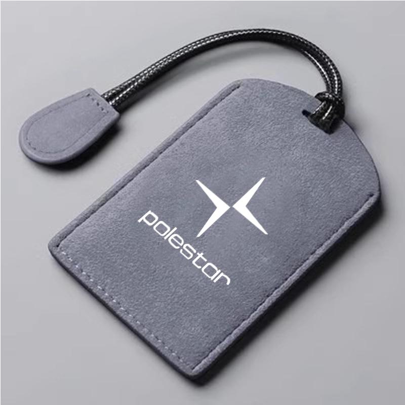 Suede Car Smart NFC Card Key Case Full Cover Shell Holder Protector For Volvo Polestar 3 Polestar 4 2023 2024 Keychain Accessory