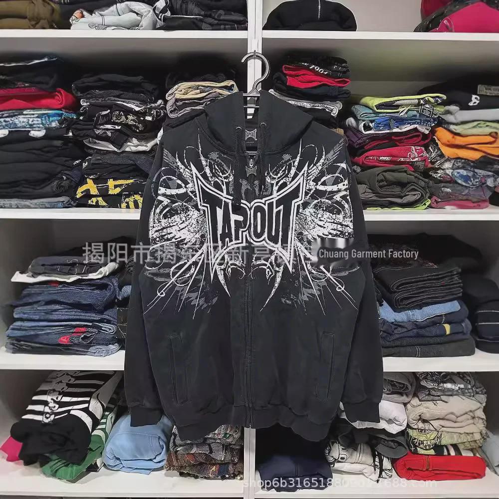 "Unisex Skelett Zip-Up Strickjacke Hoodie – Amerikanischer Retro-Druck"