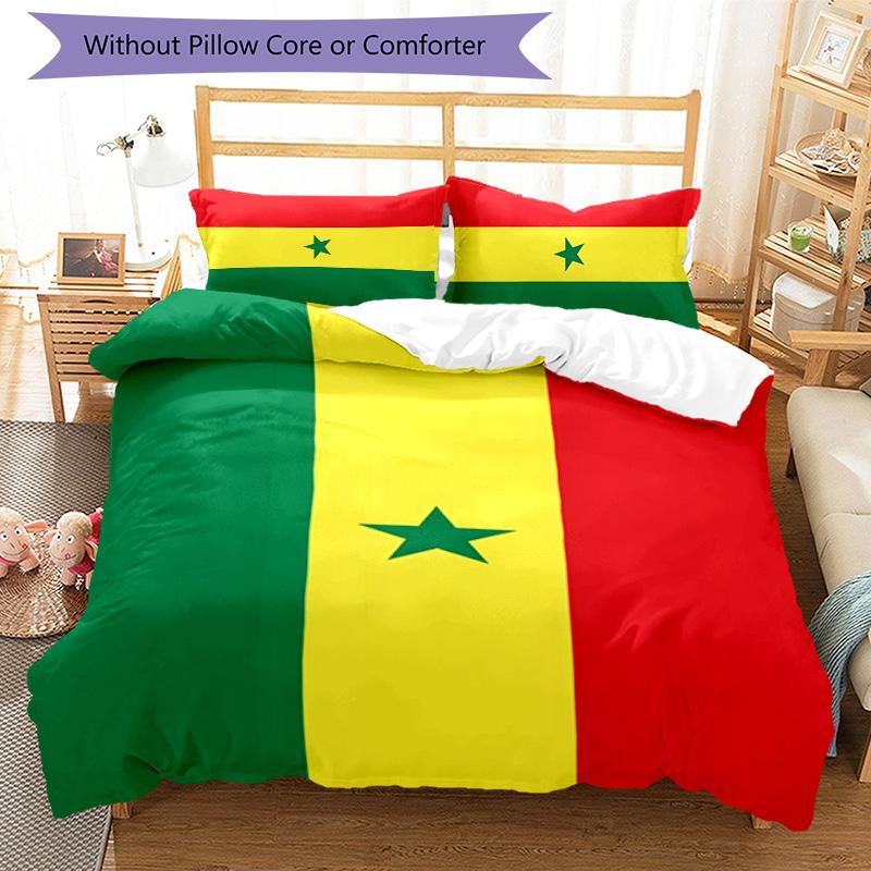 Senegal 3pcs Bedding Set Duvet Cover Closure Includes 1 Duvet Cover & 2 Pillowcases for All Seasons Bedroom Home Dorm Decor