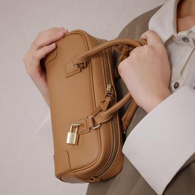 Genuine Leather Crossbody Bag for Women Cowhide Boston Handbag Fashionable and Versatile Single-shoulder Bag