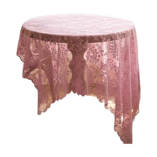 Lace Tablecloth Floral Lace Table Cover Retro Scalloped Tablecloth for Dining Table Rustic Small розовый