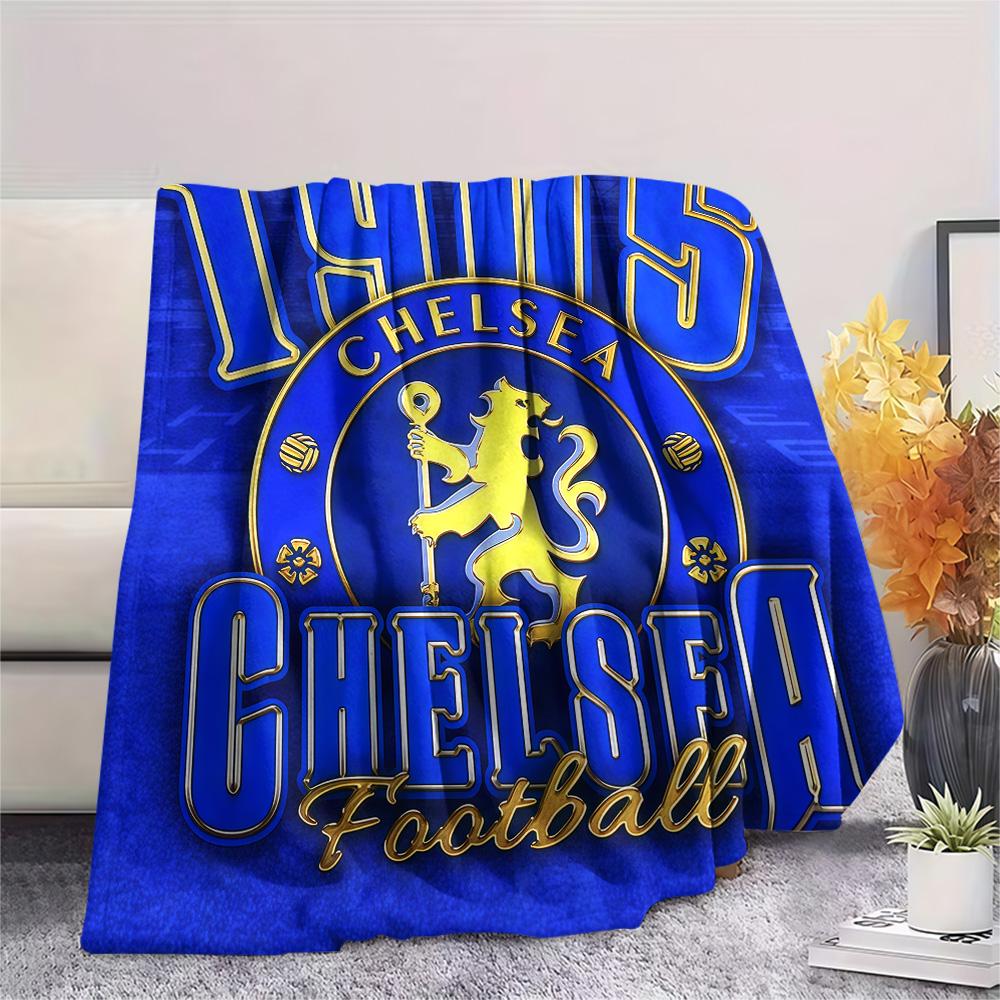 The Blues Logo Print FlAannel Blanket, High Quality Comfortable for All Seasons, Home Decor, Warmth and Comfort