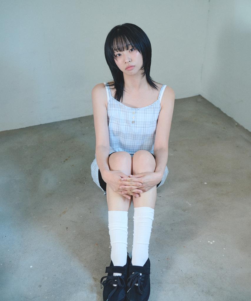Mihebeu [Blue Closet X Mihebeu] Check Layered Sleeveless Dress Sky Blue