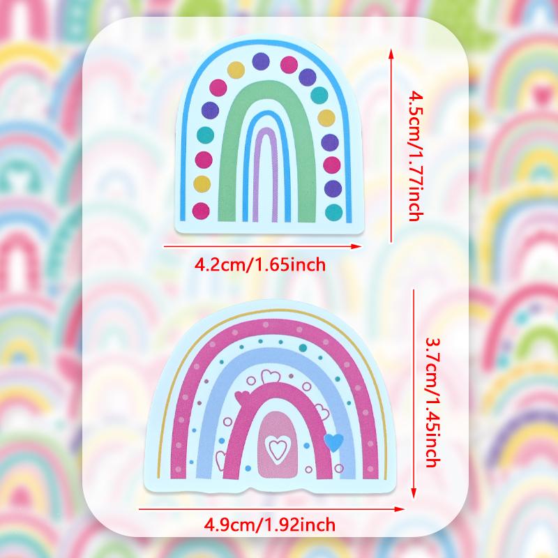50Pcs Cute Rainbow Stickers Rainbow Waterproof Vinyl Decal Notebook Sticker for Water Bottles Luggage Cup Computer Mobile Phone
