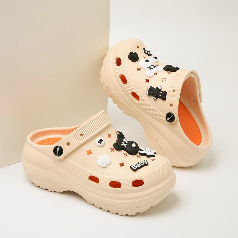 CH Hole Shoes New Heightened Thick-soled Non-slip Summer Outdoor Beach Baotou Drag Home Cool Slippers