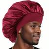 Men's Elastic & Silky Satin Bonnet Cap, Wide Edge Comfortable Sleep Hat for Daily Style & Hair Care