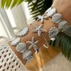 Scallop Starfish Opening Bracelet Silver Flower Upper Arm Bracelet for 5Pcs/Set Party