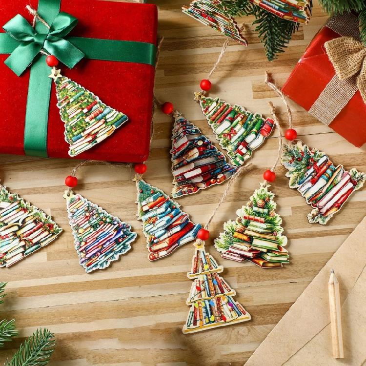 Natural Wood Christmas Hanging Decorations Vintage Inspires Carved Designs Pendant For Indoor Fireplaces Tree